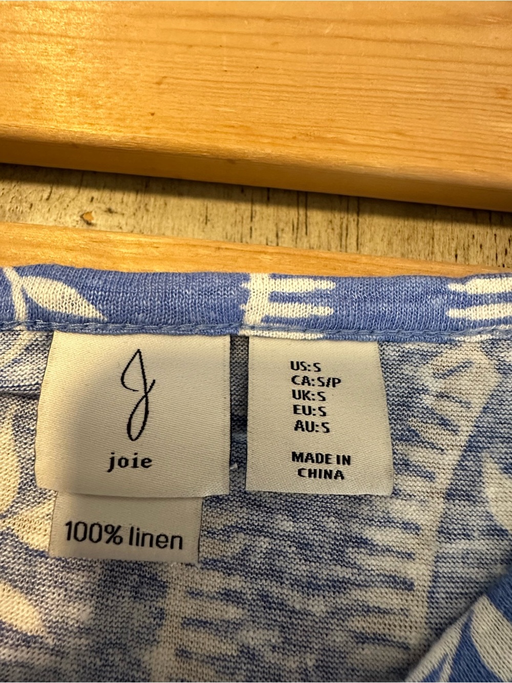 Joie 100% Linen 2-Piece Matching Set vibrant blue & white paisley block print SM - Picture 11 of 12